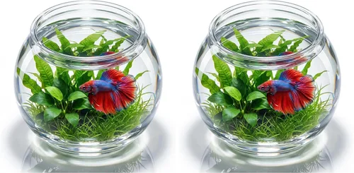 Vista 10 de POPETPOP Acuario de plástico Betta Fish Tank de 1 galón transparente Goldfish Bowl irrompible redondo jarrones de pescado tazón para decoración