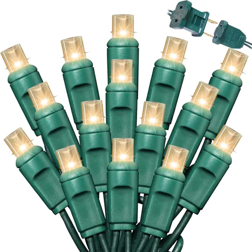 Vista 6 de LAMPHOME 100 unidades (2 paquetes de 50L) de luces de cadena, 30% de bombillas centelleantes y 70% de bombillas de luz constante, luces de Navidad