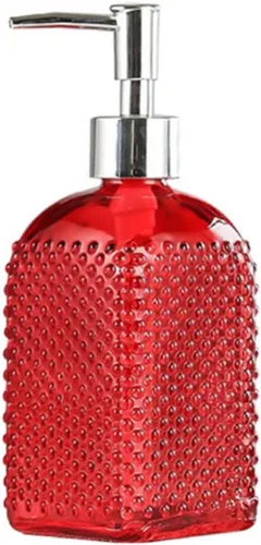 Vista 9 de Sizikato Botella dispensadora de jabón de vidrio con superficie con cuentas, 16 oz
