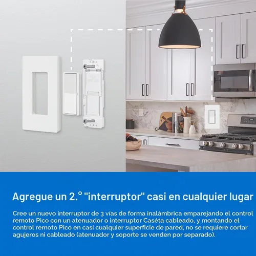 Vista 4 de Lutron Pico Mando de paleta para control de encendido/apagado de interruptores/reguladores inteligentes Caseta, PJ2-P2B-GBL, negro