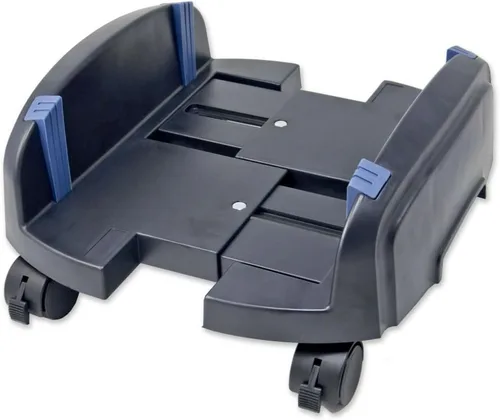 Vista 7 de Soporte para computadora Syba, de acero, para gabinete ATX, con ancho ajustable y 4 ruedas Caster, Plástico negro con azul