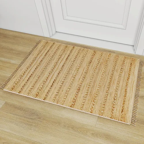 Vista 24 de Eco Crave Alfombra de pasillo de yute de 2,6 x 8 pies – Alfombra de diseño geométrico 100% natural de yute trenzada a mano, alfombra de acento