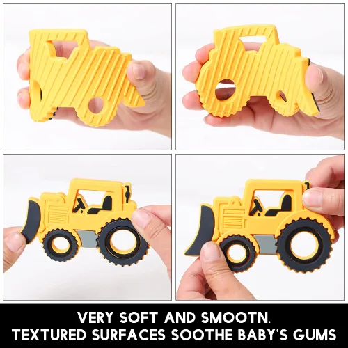 Vista 3 de Juguete mordedor de silicona de grado alimenticio para bebés con soporte para chupete, juguetes de dentición, juego de regalo para niños y niñas a