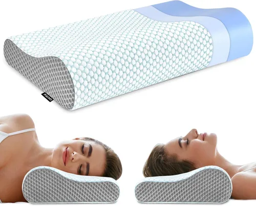 Vista 6 de Almohada de espuma viscoelástica para cama para dormir, almohada ortopédica cervical de contorno de cuello ergonómica para personas que duermen