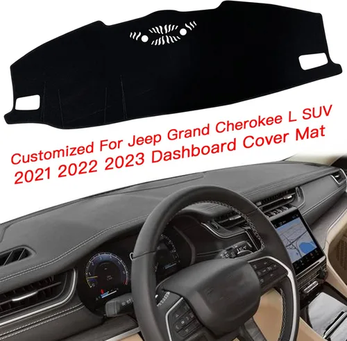 Vista 3 de Cubierta de Alfombrilla para Tablero Personalizada para Consola Central Interior Compatible con Jeep Grand Cherokee L SUV 2021 2022 2023 Accesorios