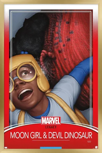 Vista 19 de Trends International Marvel Moon Girl & Devil Dinosaur - Póster de pared legado, 22.4 pulgadas de largo x 14.7 pulgadas, versión enmarcada en madera