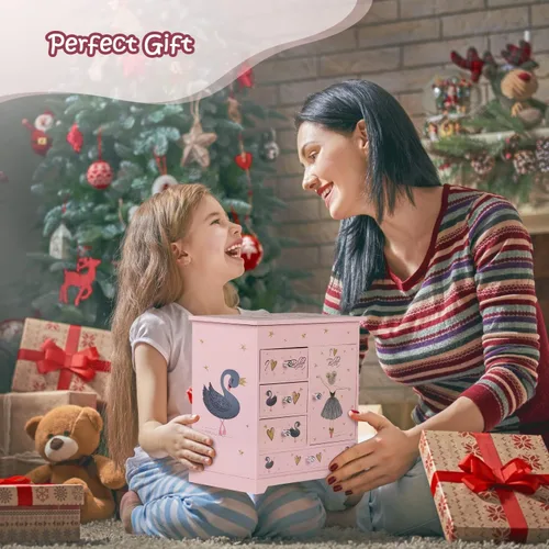 Vista 6 de efubaby Joyero grande para niñas caja musical de 5 capas con puerta oscilante bailarina giratoria juego de joyas de unicornio incluido organizador