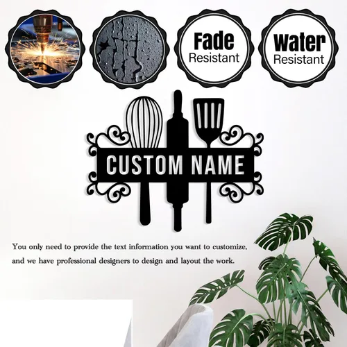 Vista 7 de Letrero de nombre de cocina personalizado, decoración de pared de metal, letrero de metal personalizado para cocina, decoración de pared de cocina