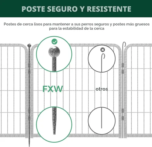 Vista 3 de FXW Aster - Corralito para perros diseñado para patio, 24 pulgadas, 8 paneles