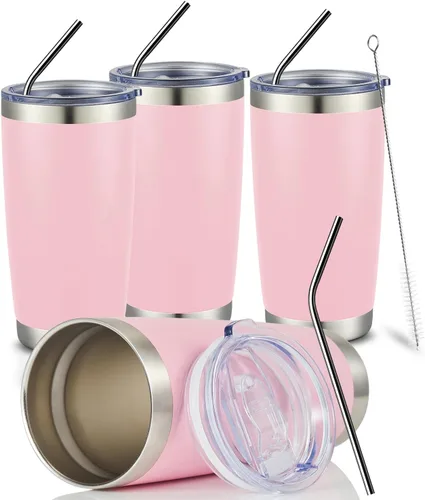 Vista 8 de COMOOO Vaso Térmico de 20 onzas al por Mayor con Aislamiento al Vacío de Doble Pared, Taza de Viaje de Acero Inoxidable con Tapa y Pajita