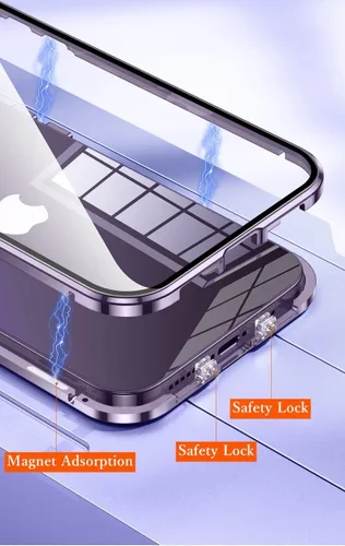 Vista 3 de Funda magnética transparente para iPhone 14 de vidrio con protector de lente de cámara, protector de pantalla integrado sensible al tacto Negro