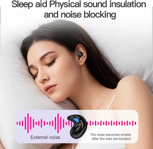 Vista 2 de Auriculares para dormir con control remoto, invisibles, pequeños, pequeños, ocultos, deportivos, diseño portátil, video, desplazamiento, página