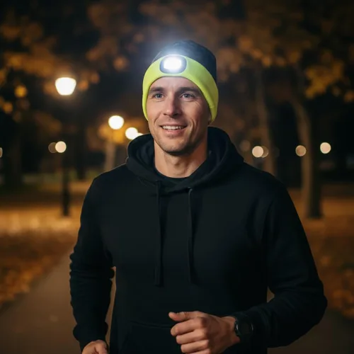 Vista 26 de Gone For a Run Gorros y diademas reversibles con forro polar LED para correr 3 modos de luz