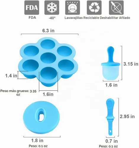 Vista 6 de Moldes de Silicona para Paletas, Moldes para Paletas de Hielo, Contenedor de Almacenamiento para Comida Casera, Moldes Pop DIY de Helados para Niños