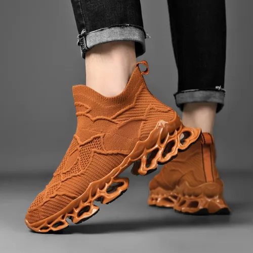 Vista 2 de Poramea Mocasines sin cordones para hombre y mujer, zapatos de tenis para caminar, sin cordones, tenis unisex de malla para correr, casual, atléticos