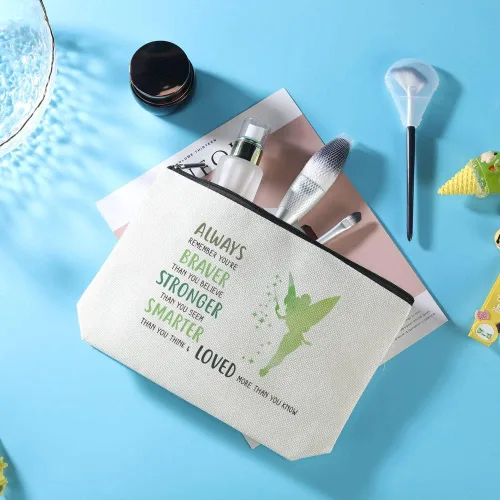 Vista 6 de Azteoiz Regalos inspiradores para mujeres, bolsa de maquillaje con cremallera para mujeres y niñas, You Are Braver Stronger Smarter Than You Think