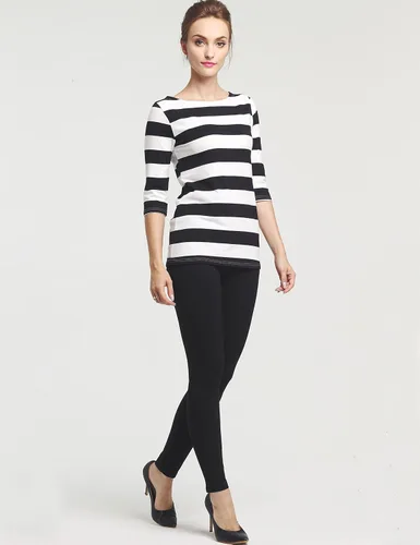 Vista 3 de Camii Mia - Playera a rayas de algodón con mangas 34, para mujer.