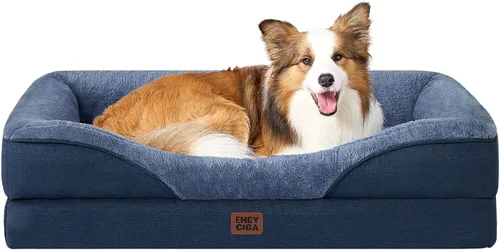 Vista 26 de EHEYCIGA Cama ortopédica para perros medianos, sofá cama de espuma viscoelástica con lados, forro impermeable y funda extraíble lavable, sofá