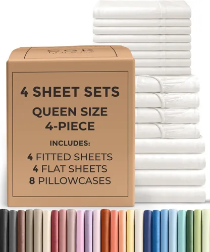 Vista 204 de Pack of 2, Twin Size 3 Piece Sheet Set - Breathable & Cooling - White