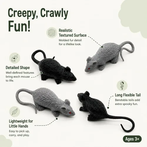 Vista 3 de 30 piezas de mini ratones falsos de ratones falsos realistas ratones falsos ratones pequeños ratones de plástico realista terror figuras de ratón