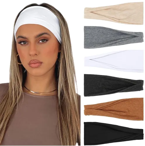Vista 6 de AKTVSHOW Diademas Negras para Mujeres Banda Antideslizante para la Cabeza para el Cabello de Mujer Bandas Anchas Gruesas para el Sudor del Cabello