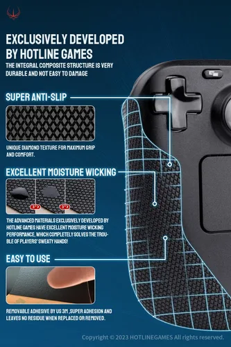 Vista 3 de HOTLINEGAMES 2.0 Plus - Empuñadura antideslizante compatible con controlador de cubierta de vapor, kit de piel suave texturizada, precortado, fácil