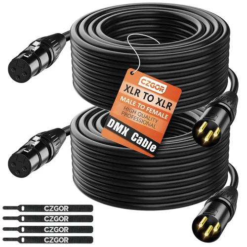Vista 11 de Cable DMX de 6.5 pies, 8 unidades, cables XLR flexibles chapados