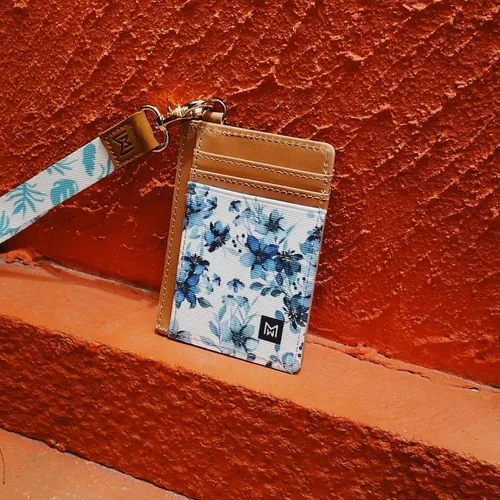 Vista 5 de Cartera Porta Tarjetas para Mujeres, Cartera delgada minimalista con bloqueo RFID, carteras de cuero, cartera elástica de bolsillo frontal