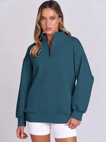 Vista 2 de ANRABESS Sudaderas de gran tamaño para mujer, sudaderas con capucha y media cremallera de 14, ropa de otoño 2024 Y2k