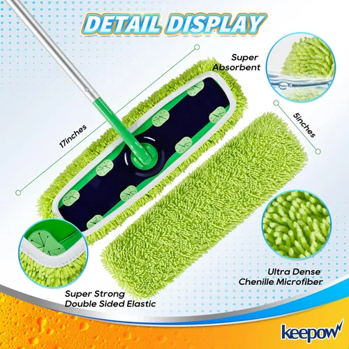Vista 3 de KEEPOW Almohadillas XL reutilizables para trapeador compatibles con Swiffer XL Sweeper, paños de trapear secos extra grandes, paños de trapear