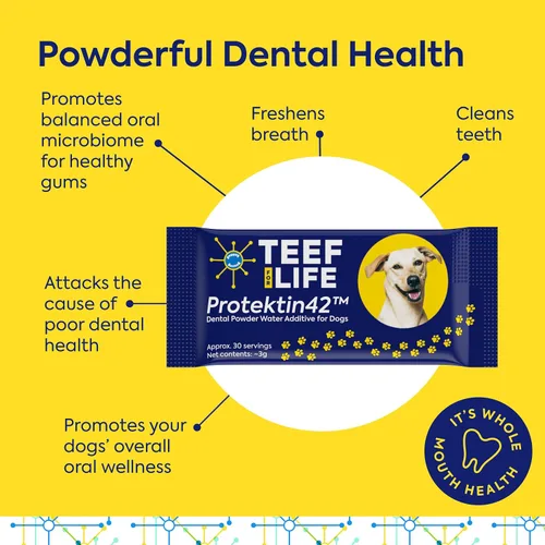 Vista 3 de TEEF for Life Protektin42 - Recambio de polvo dental prebiótico para perros, 30 porciones