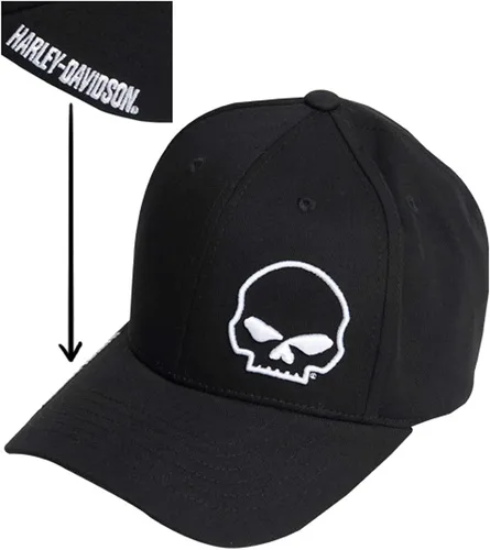 Vista 2 de Harley-Davidson - Gorra de béisbol para hombre, diseño de calavera torcida, color negro