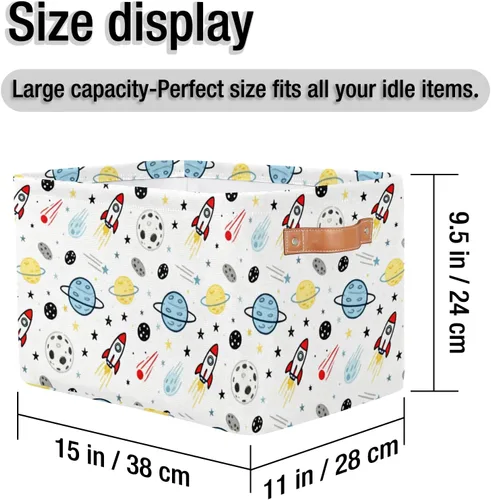 Vista 3 de Cesta de almacenamiento grande plegable para juguetes, organizador de lavandería para armario, estante de guardería, dormitorio de niños, 15 x 11 x