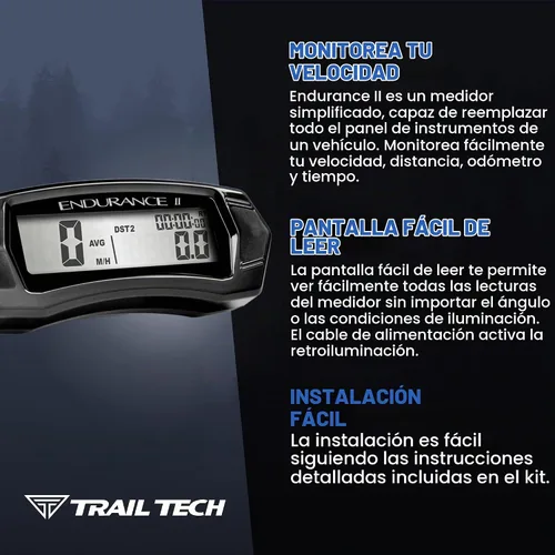 Vista 3 de Trail Tech Kit de velocímetro digital Endurance II 202-118