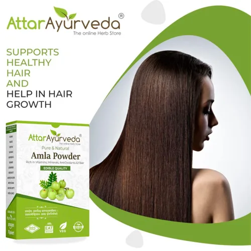 Vista 5 de Attar Ayurveda Pure Amla Powder para el crecimiento del cabello 100% puro y natural, sin conservantes reduce la apariencia de manchas en la piel