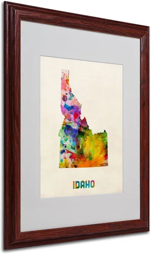 Vista 6 de Trademark Fine Art Idaho Map - Arte enmarcado mate de Michael Tompsett en marco de madera, 11 x 14 pulgadas