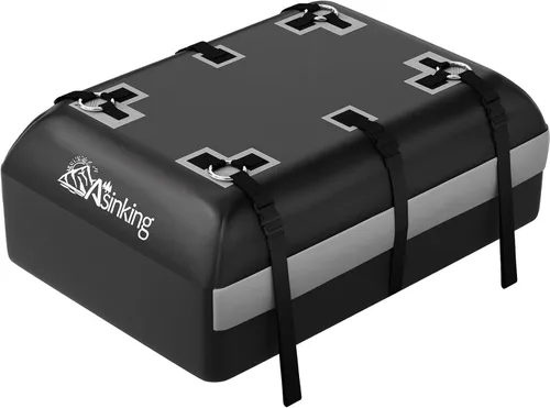 Vista 8 de Bolsa de carga para techo de automóvil, bolsa de carga impermeable de 15 pies cúbicos para sedán, SUV, minivan, apto para vehículos con/sin