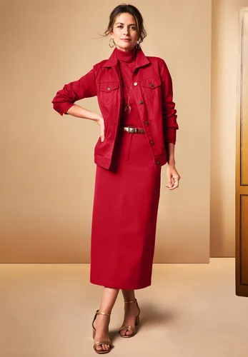 Vista 6 de Jessica London Falda de mezclilla clásica de algodón para mujer, talla grande, con bolsillos