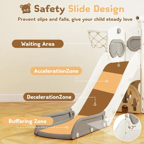 Vista 4 de Tobogán 8 en 1, tobogán interior para niños pequeños de 1 a 3 años y juego para interiores y exteriores, con almacenamiento, escalador, telescopio