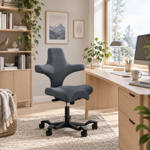 Vista 25 de HAG Capisco - Silla Sit to Stand con marco plateado, tapizada, color verde brillante Verde (Bright Green)
