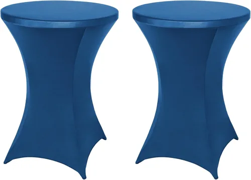 Vista 26 de FestiCorp Mantel de Mesa Negro de Spandex, Manteles Ajustados para Cóctel, Manteles Elásticos Redondos para Mesa Alta para Fiestas, Bar, Bodas