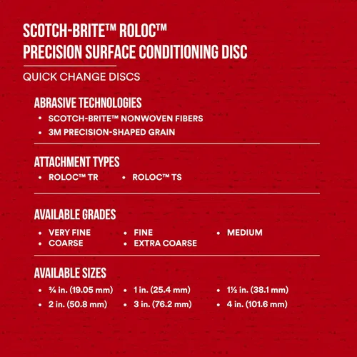 Vista 9 de Scotch-Brite - Disco de acondicionamiento de superficie de precisión Roloc TR, muy fino, cerámica, fibra no tejida, cambio fácil, 3 pulgadas, 25 por