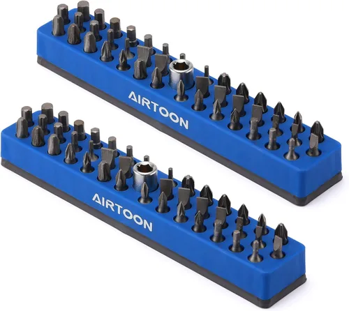 Vista 8 de 2 soportes magnéticos para puntas hexagonales de 1/4 de pulgada, almacenamiento de brocas de 43 agujeros con base magnética fuerte, organizador