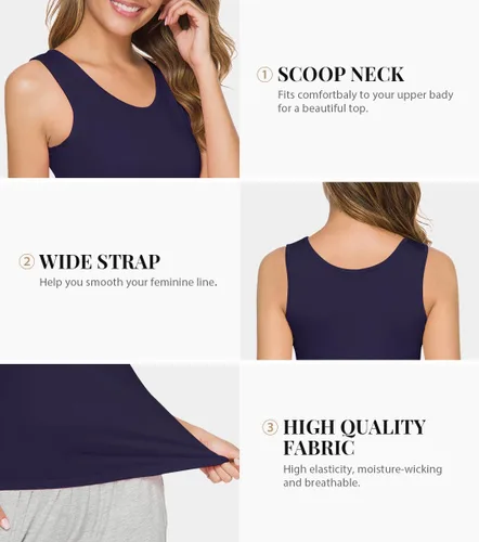 Vista 3 de Rosyline Camisetas sin mangas básicas sin mangas para mujer, 4 piezas, camisetas sin mangas