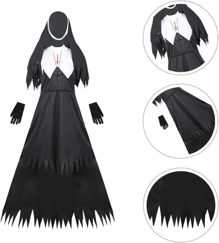 Vista 8 de KESYOO - Disfraz de monja de Halloween para adultos
