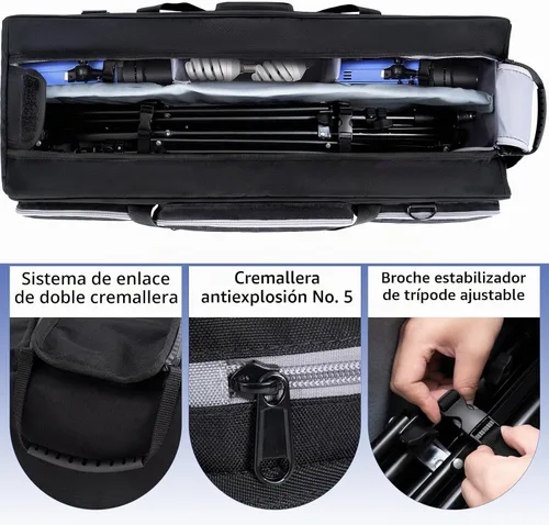 Vista 3 de IBVIVIC Bolsa para trípode, 30.7 pulgadas, funda de transporte de trípode resistente con divisor acolchado, bolsa de soporte de luz con doble
