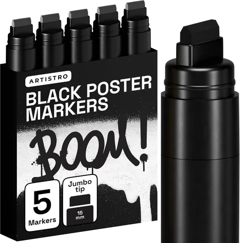 Vista 9 de ARTISTRO – 5 rotuladores de pintura acrílica negros a base de agua para marcado de vidrio, pintura en roca, cerámica, madera, llanta, tela, metal