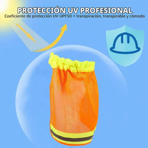 Vista 4 de Parasol reflectante para el cuello con visera de malla transpirable, protección solar ligera para trabajadores de la construcción, accesorio