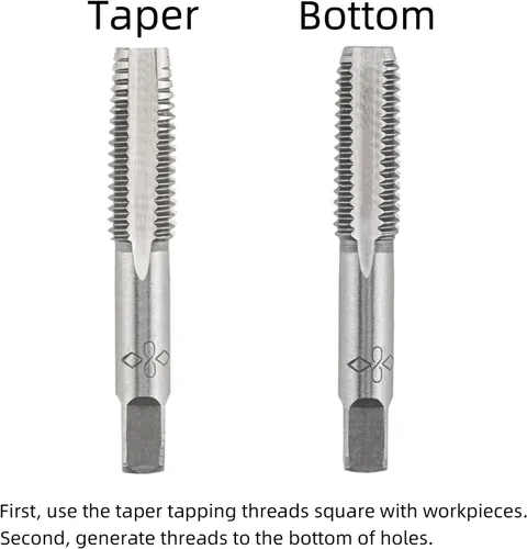 Vista 2 de M2 X 0.4 Mano métrica de grifo, mano derecha M2 X 0.016 in roscado mano grifo 1 par M2 X 0.4 Hand Tap 1Pair, Made of Alloy Tool Steel, Includes a