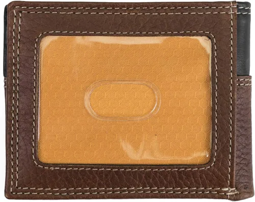 Vista 3 de Timberland PRO Billetera plegable RFID de cuero delgado para hombre con ventana trasera de identificación
